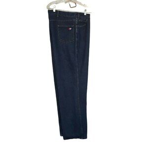 USA Works Mens Jeans 52 X 31 Blue Denim Straight Leg Zip Fly